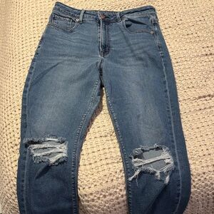 American Eagle Outfitters Blue Distressed Mom Jeans